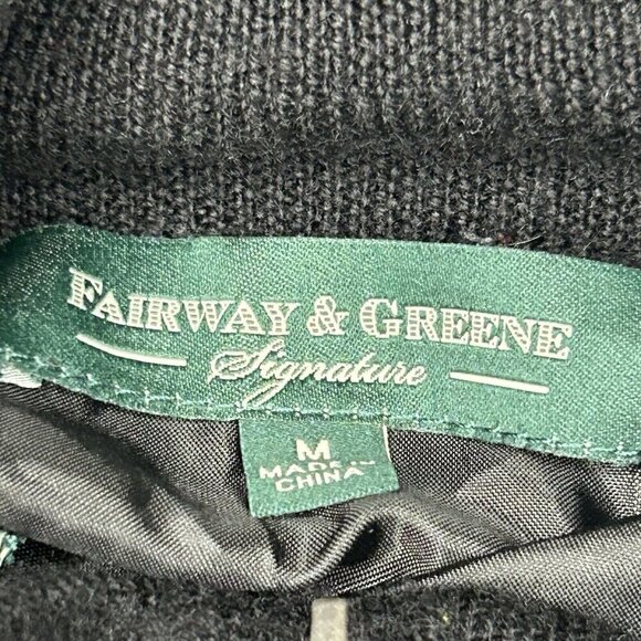 Fairway & Greene 1/4 Zip Merino Wool Mens Medium Zurich Black White Grid Golf - Picture 4 of 14